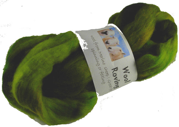 Merino Wool Roving, Grassy Green