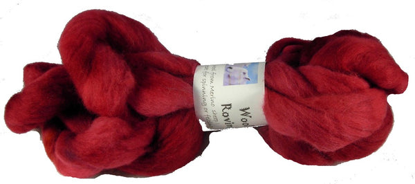Merino Wool Roving, Red